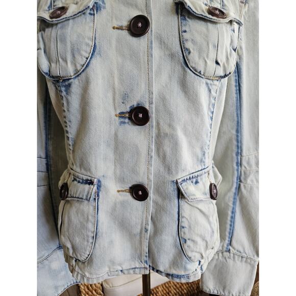Marithe Francois Girbaud Denim Jean Jacket Women's Size M White Wash Y2K - Picture 6 of 13
